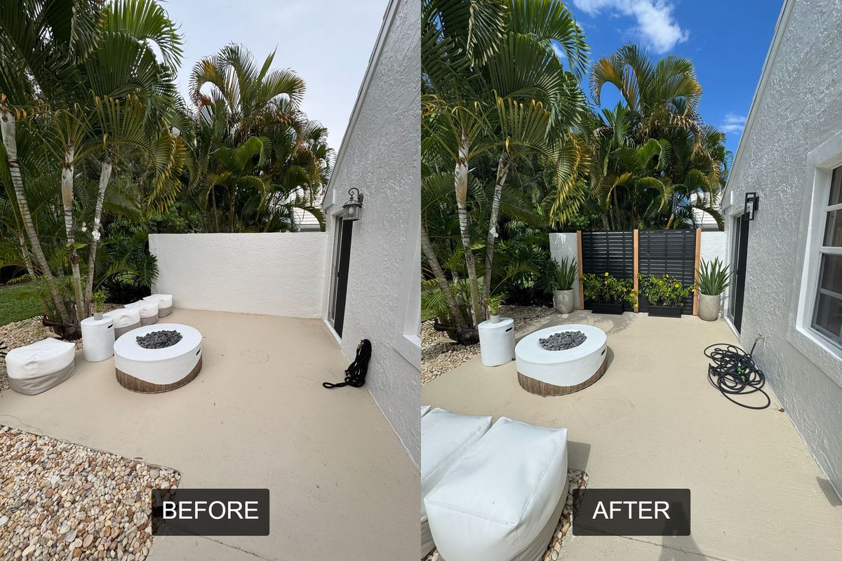 Before and after: Privacy screen and planters
